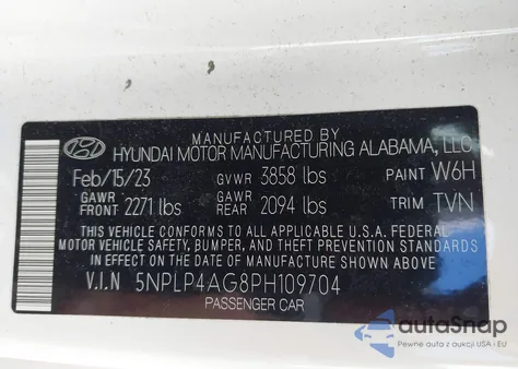 2023 Hyundai Elantra Limited из США, поврежденный, VIN 5NPLP4AG8PH109704